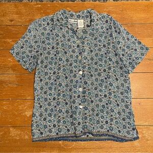 Vintage Delores Bell Floral Button-Front Blouse